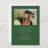 縦型モダン緑色写真卒業 招待状 (裏面)