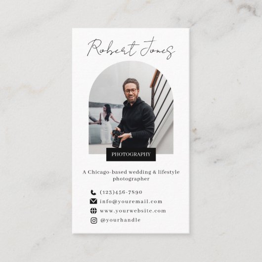 縦型モダン6フォトコラージフォトグラファー 名刺 (正面)