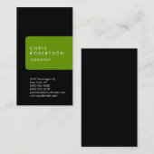 縦型ユニーク黒グリーンストライプ名刺 名刺 (正面/裏面)