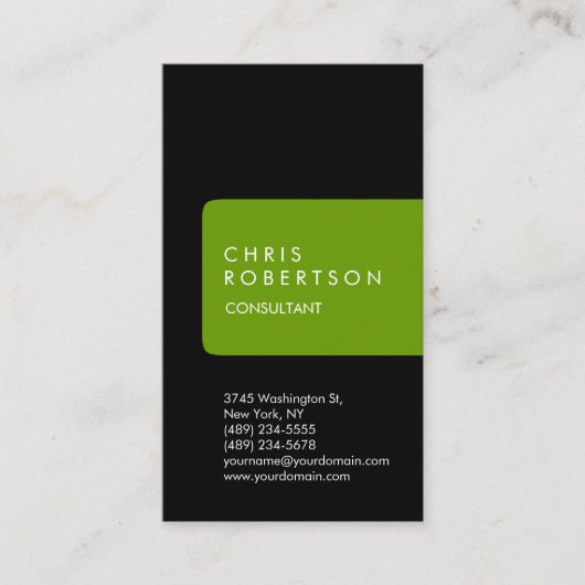 縦型ユニーク黒グリーンストライプ名刺 名刺 (正面)