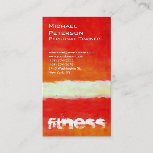 縦型レッド抽象芸術フィットネススポーツ名刺 名刺 (正面)
