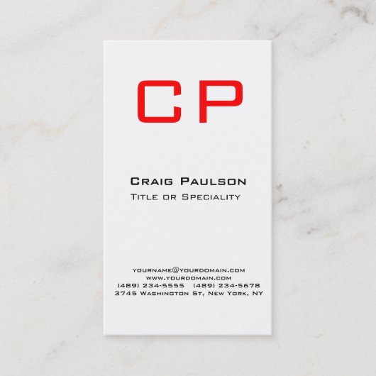 縦型レッド白黒モノグラム名刺 名刺 (正面)