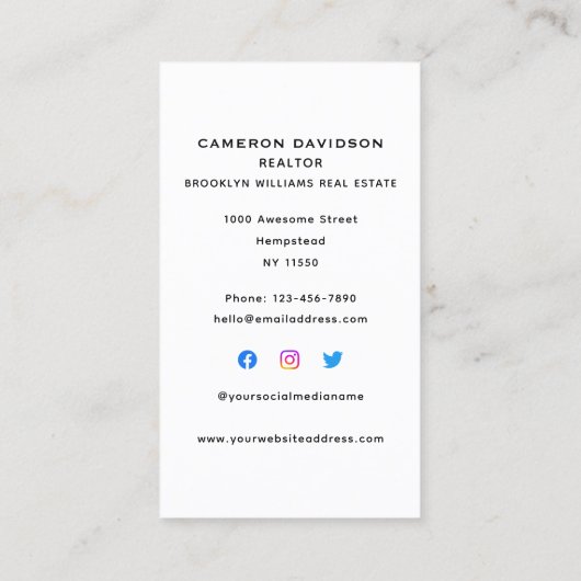 縦型実在不動産不動産仲介業者ソーシャルメディア 名刺 (裏面)