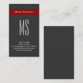 縦型平灰色モノグラムレッド名刺 名刺 (正面/裏面)