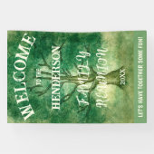 縦型水色オーク素朴ツリーファミリー懇親会 横断幕 (横)