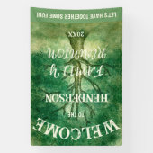 縦型水色オーク素朴ツリーファミリー懇親会 横断幕 (縦)