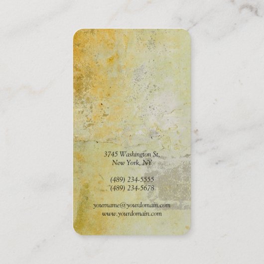 縦型無地イエローモルタル壁デザイン 名刺 (裏面)