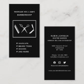 縦型理容店　理容師　髪　シェービング　ソーシャルメディア 名刺 (正面/裏面)