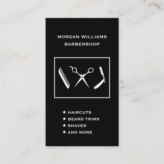 縦型理容店　理容師　髪　シェービング　ソーシャルメディア 名刺 (正面)