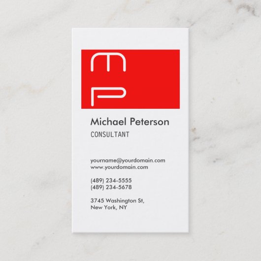 縦型白赤モノグラムストライプ名刺 名刺 (正面)