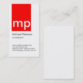 縦型白赤モノグラムストライプ名刺 名刺 (正面/裏面)