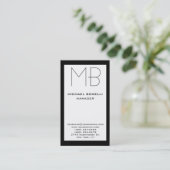 縦型白黒縁どモノグラム・ビジネス・カード 名刺 (スタンド正面)