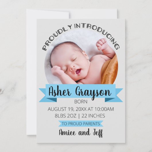 縦型自慢誕生発表 案内状 (正面)