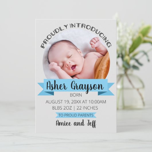 縦型自慢誕生発表 案内状 (スタンド正面)