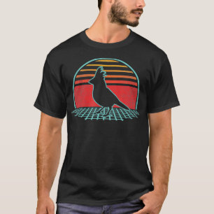 縦型鳥レトロヴィンテージ80sスタイル野鳥観察ギフト tシャツ