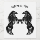 縦型黒い野生の馬 – テキスト/色を追加 ワインラベル (シングルラベル)