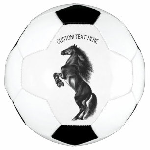 縦型黒の野生の馬 – テキストの追加 サッカーボール
