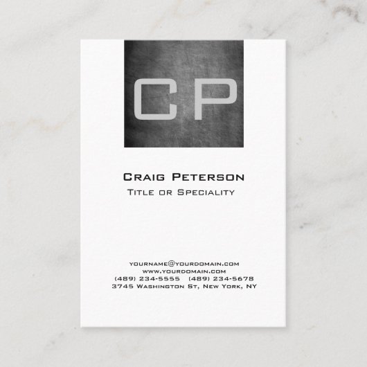 縦型黒板パターンモノグラム名刺 名刺 (正面)