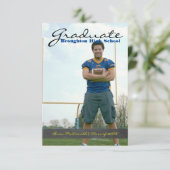 縦型 卒業写真 - 3x5 黒板ストライプ 招待状 (スタンド正面)