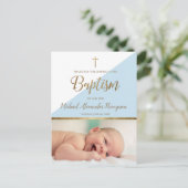 縦型 背景 青 男の子 洗礼 フォト ポストカード (スタンド正面)