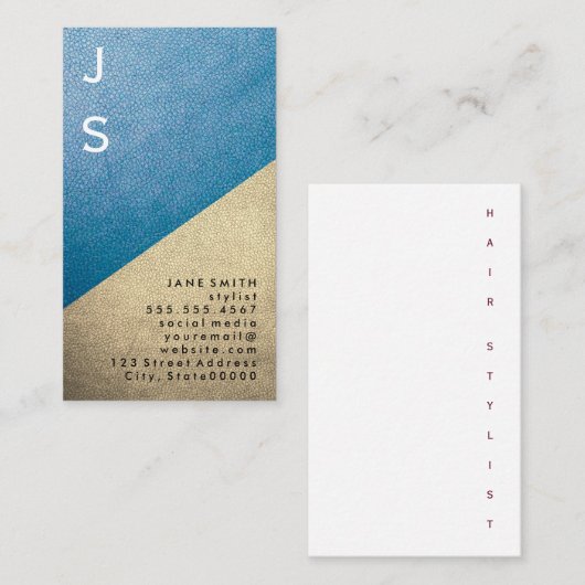 縦文字デザイン革カラーブロック 名刺 (正面/裏面)