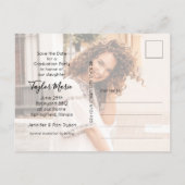 縦方向の写真の卒業日付の保存 ポストカード (裏面)