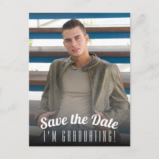縦方向の写真の卒業日付の保存 ポストカード (正面)