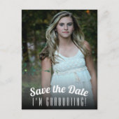 縦方向の写真の卒業日付の保存 ポストカード (正面)