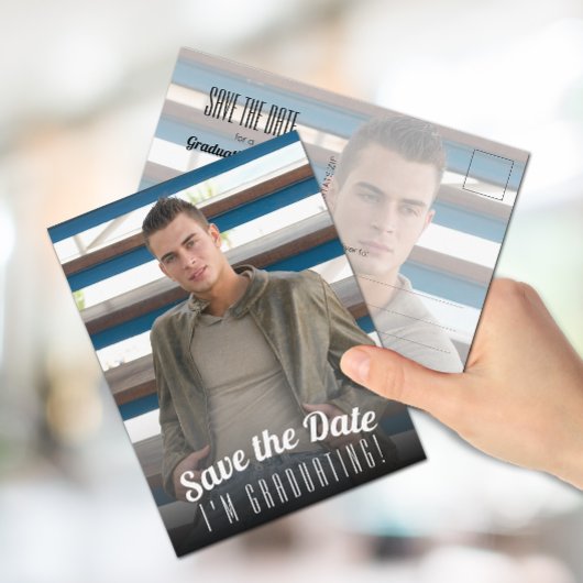 縦方向の写真の卒業日付の保存 ポストカード