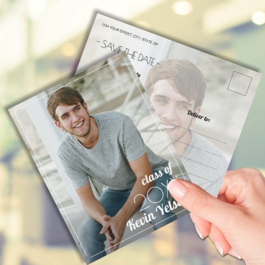 縦方向の写真の卒業日付の保存 ポストカード