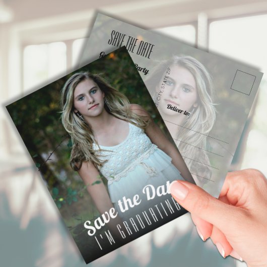 縦方向の写真の卒業日付の保存 ポストカード