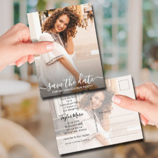 縦方向の写真の卒業日付の保存 ポストカード