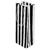 縦書きの白黒ストライプ ワインギフトバッグ (正面アングル)