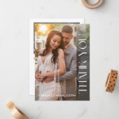 縦書きセリフ体 結婚式のお礼 写真2枚 ノートカード (正面/裏面インサイチュ)