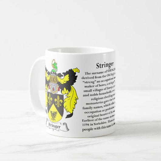 縦桁家族の紋章付き外衣 コーヒーマグカップ (正面左)