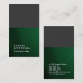 縦灰色の緑のプロフェッショナルプレーン 名刺 (正面/裏面)