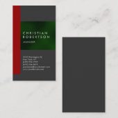 縦灰色の赤緑のトレンディー名刺 名刺 (正面/裏面)