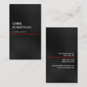 縦灰色の赤線の魅力的な名刺 名刺 (正面/裏面)