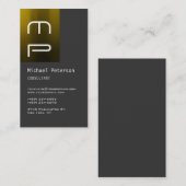 縦灰色イエローモノグラム名刺 名刺 (正面/裏面)