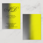 縦灰色イエローモノグラム名刺 名刺 (正面/裏面)
