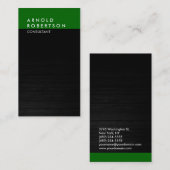 縦灰色ダークグリーン木材トレンディー名刺 名刺 (正面/裏面)