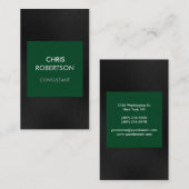 縦灰色ダークフォレストグリーンビジネスカード 名刺 (正面/裏面)