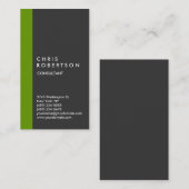 縦灰色ホワイトグリーンストライプ名刺 名刺 (正面/裏面)