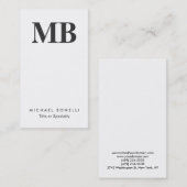 縦灰色モノグラムホワイトクリーンな名刺 名刺 (正面/裏面)