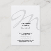 縦白灰色モノグラム平モダン面 名刺 (正面)