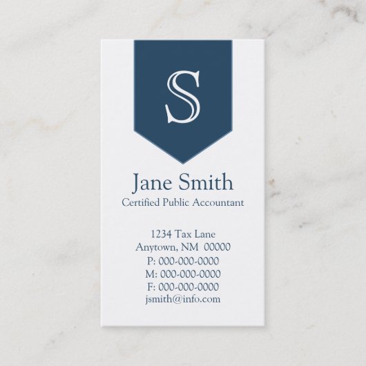 縦矢印モノグラムの名刺、青王室の色 名刺 (正面)