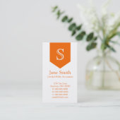 縦矢印モノグラム名刺、オレンジ 名刺 (スタンド正面)