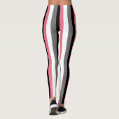縦線ピンク白灰色黒ストライプ レギンス (裏面)