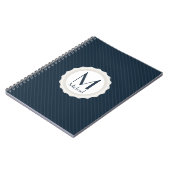 縦縞クラシックな濃紺-カスタムなモノグラム ノートブック (左側)