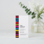 縦虹色ストライプ白名刺 名刺 (スタンド正面)